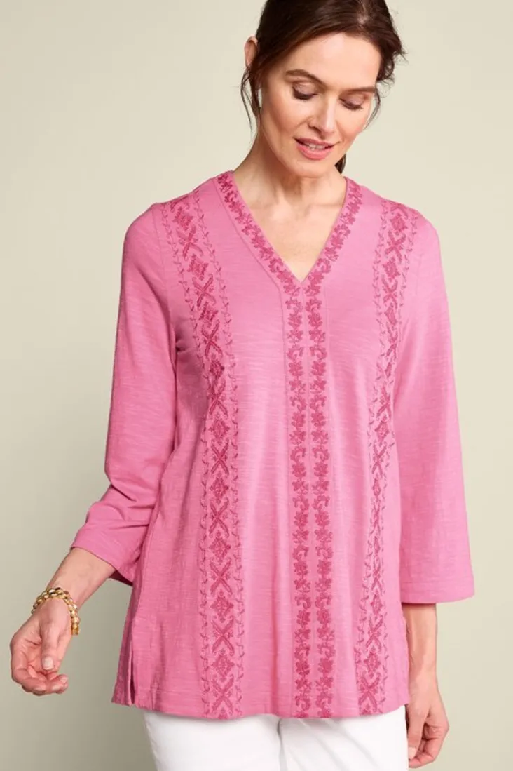 Shop Soft Surroundings Ingrid Embroidered Tunic AzaleaPink