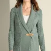 Cheap Soft Surroundings Ivey Cable Knit Cardigan AgaveGreen