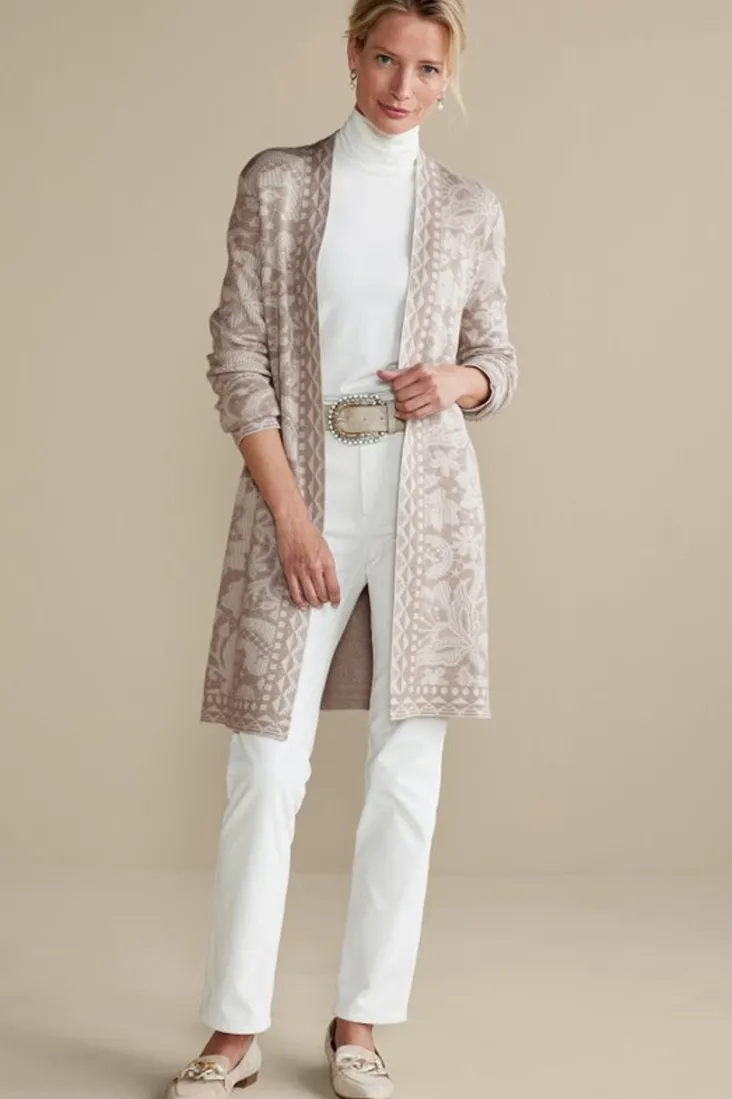 Shop Soft Surroundings Ivy Shimmer Long Cardigan NeutralFloral