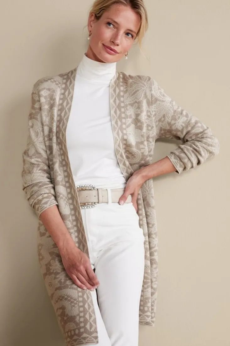 ivy_shimmer_long_cardigan_6.webp Shop Soft Surroundings Ivy Shimmer Long Cardigan NeutralFloral
