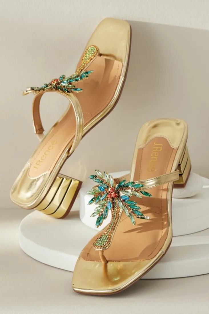 Hot Soft Surroundings J. Renee Palmy Slide Sandal Gold/Multi