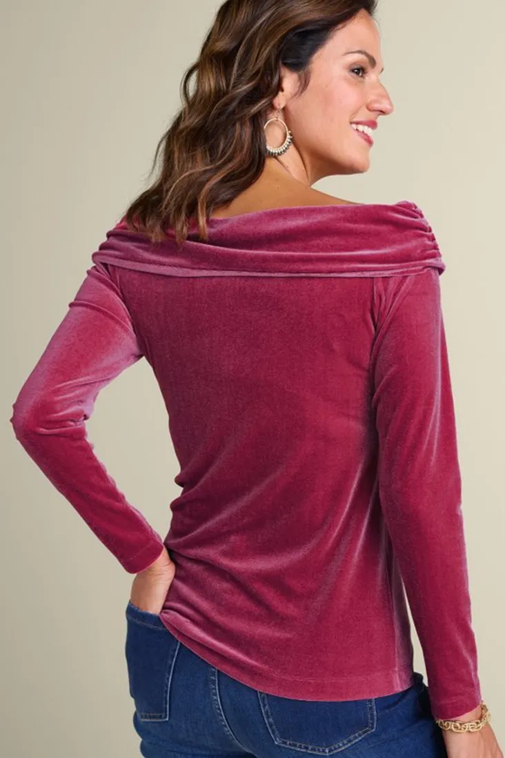 jeanna_rosette_velvet_top_3.webp Store Soft Surroundings Jeanna Rosette Velvet Top Granita