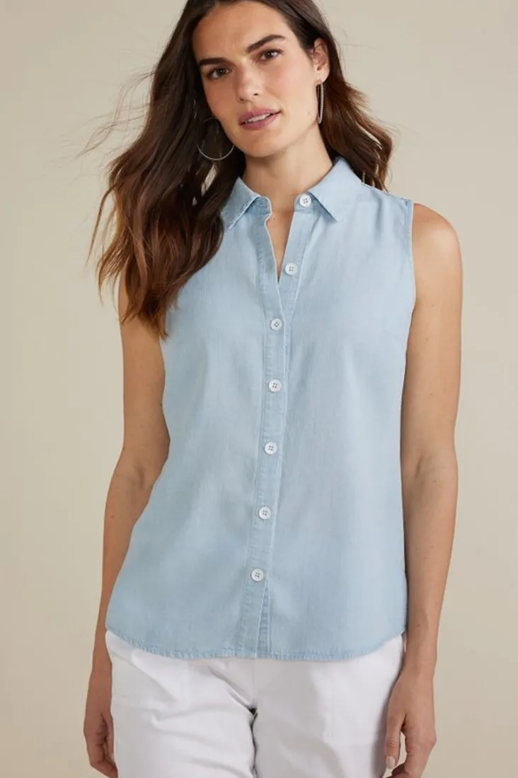 New Soft Surroundings Jennifer Tencel™ Tank LightChambray