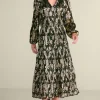 Outlet Soft Surroundings Jobelle Shimmer Midi Dress FoilGarden