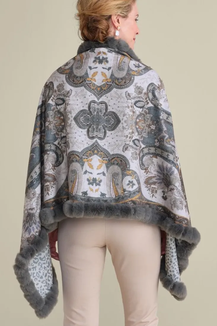 katya_faux_fur_trim_wrap_scarf_3.webp Store Soft Surroundings Katya Faux Fur Trim Wrap Scarf Gray
