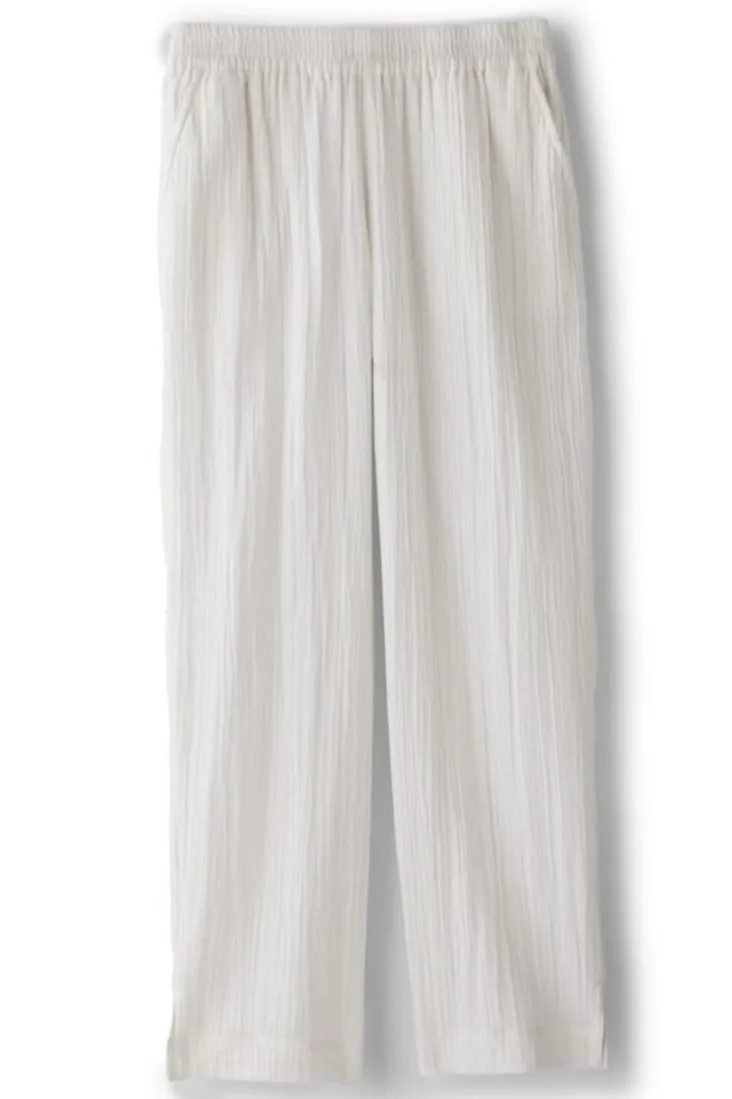Flash Sale Soft Surroundings Khulani Straight Leg Gauze Crop Pants Navy