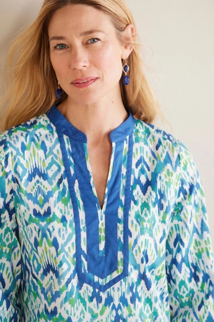 kirti_ikat_tunic_5.webp New Soft Surroundings Kirti Ikat Tunic Green/TealIkat