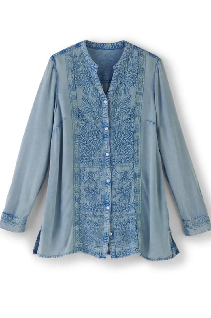 Cheap Soft Surroundings Las Olas Shirt LightBlue