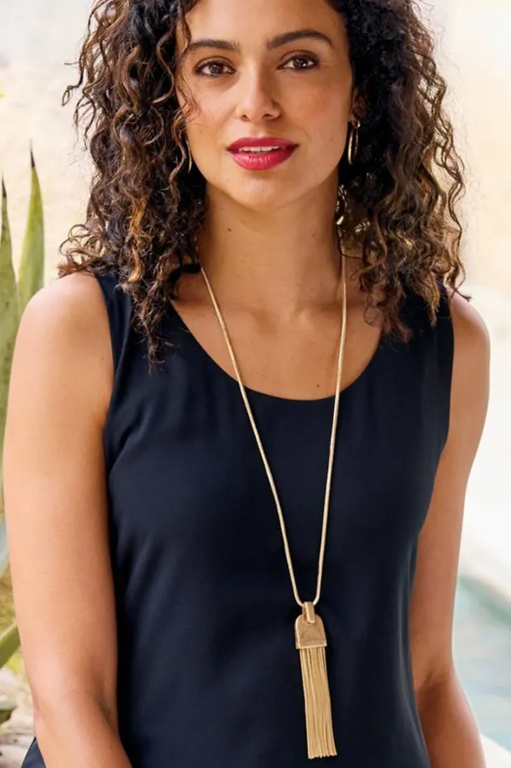 Discount Soft Surroundings Laurana Tassel Necklace Gold