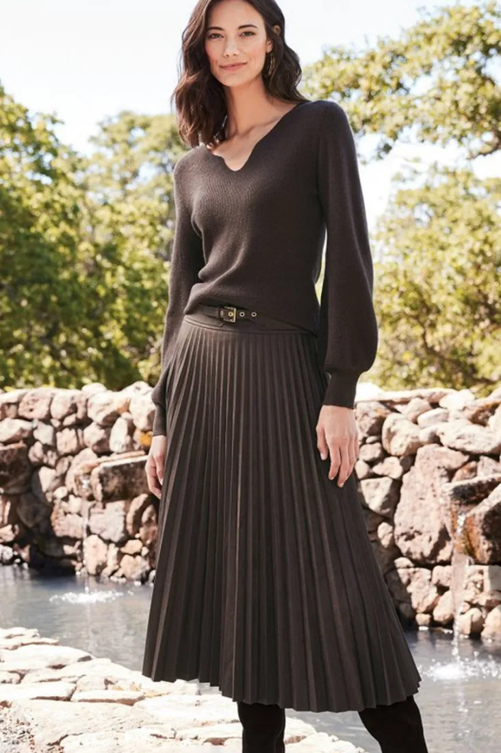 lavina_faux_suede_skirt_4.webp Best Soft Surroundings Lavina Faux Suede Skirt DarkBrown