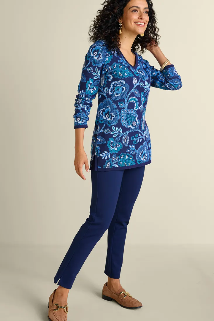 leonor_jacquard_tunic_sweater_2.webp Best Soft Surroundings Leonor Jacquard Tunic Sweater FallGardenBlue