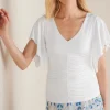 Flash Sale Soft Surroundings Leya Ruched Top SwedishBlue