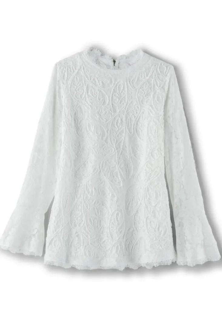 Hot Soft Surroundings Lilith Lace Top White