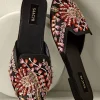New Soft Surroundings Lola Embellished Slides BlackMulti