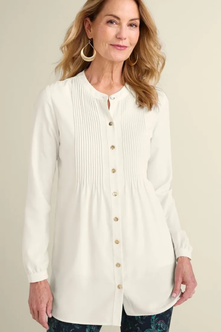 Cheap Soft Surroundings Makara Button Tunic IvoryPearl