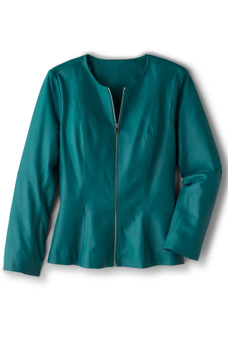 Fashion Soft Surroundings Marfa Leather Jacket DeepLagoon
