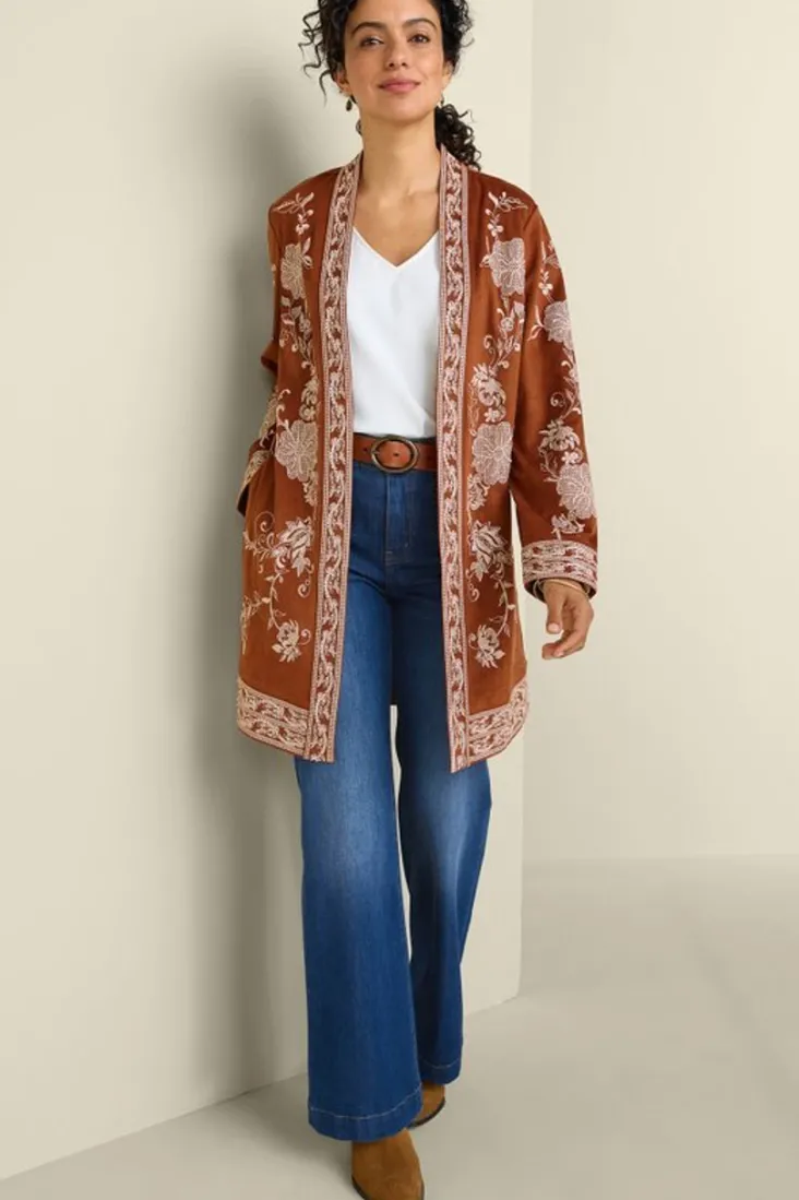 Store Soft Surroundings Marienne Faux Suede Jacket Auburn