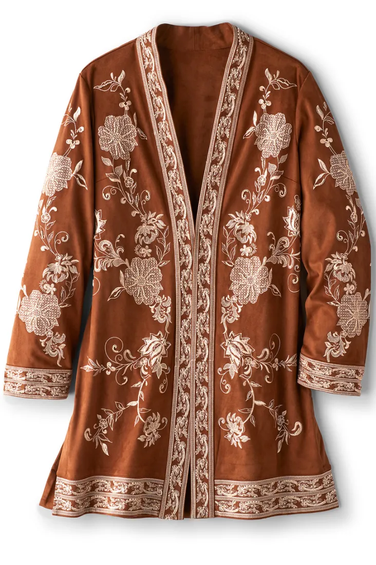 Store Soft Surroundings Marienne Faux Suede Jacket Auburn