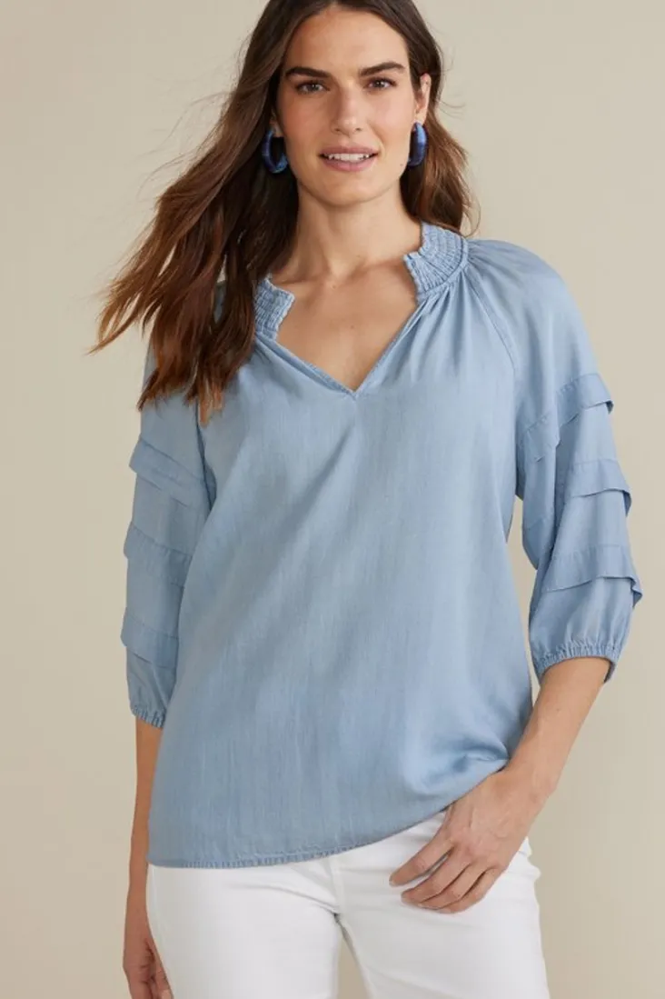 Discount Soft Surroundings Marisol Tencel™ Top LightChambray