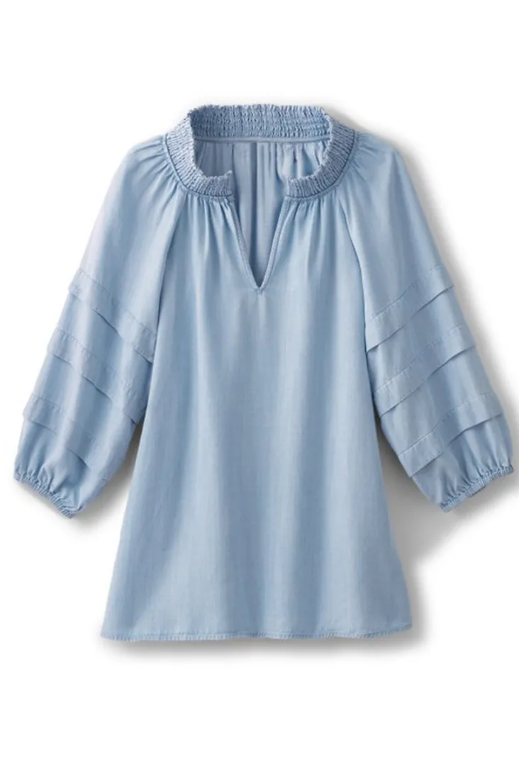 Discount Soft Surroundings Marisol Tencel™ Top LightChambray