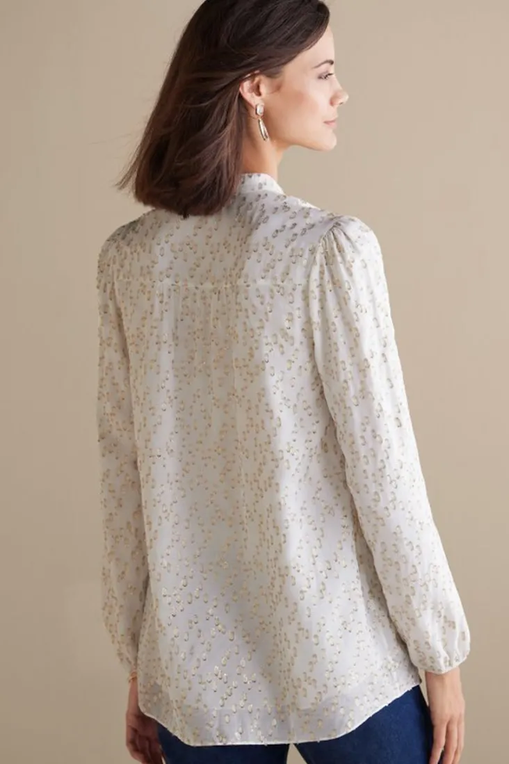 mila_metallic_blouse_3.webp Shop Soft Surroundings Mila Metallic Blouse IvoryPearl