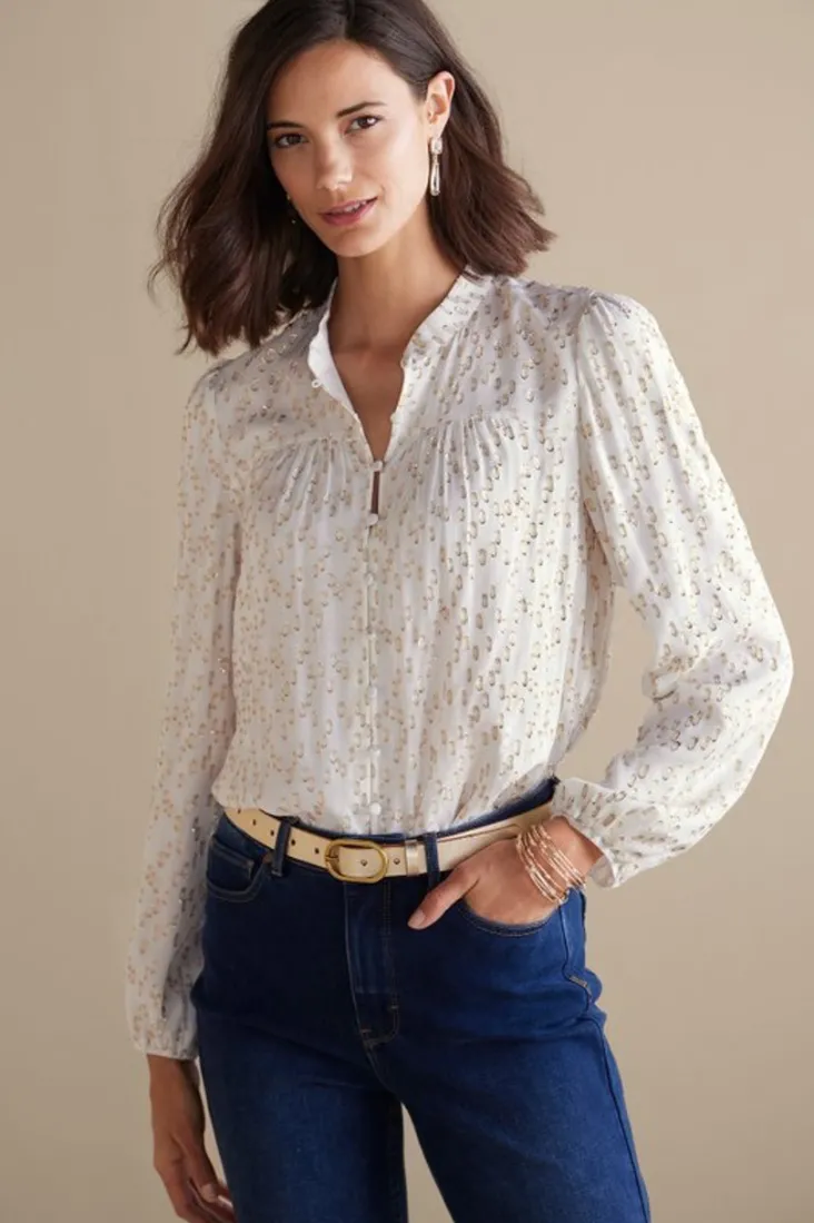 mila_metallic_blouse_6.webp Shop Soft Surroundings Mila Metallic Blouse IvoryPearl