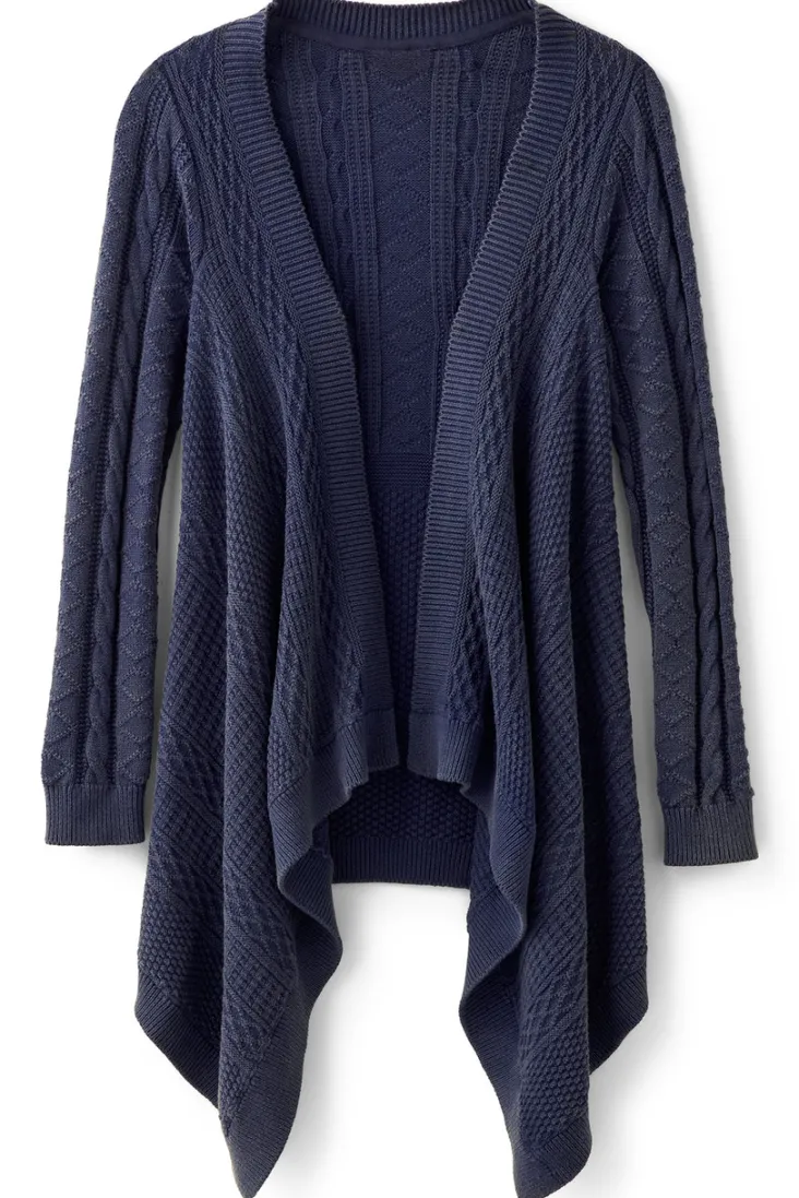 Best Soft Surroundings Minah Cable Knit Cardigan DenimBlue