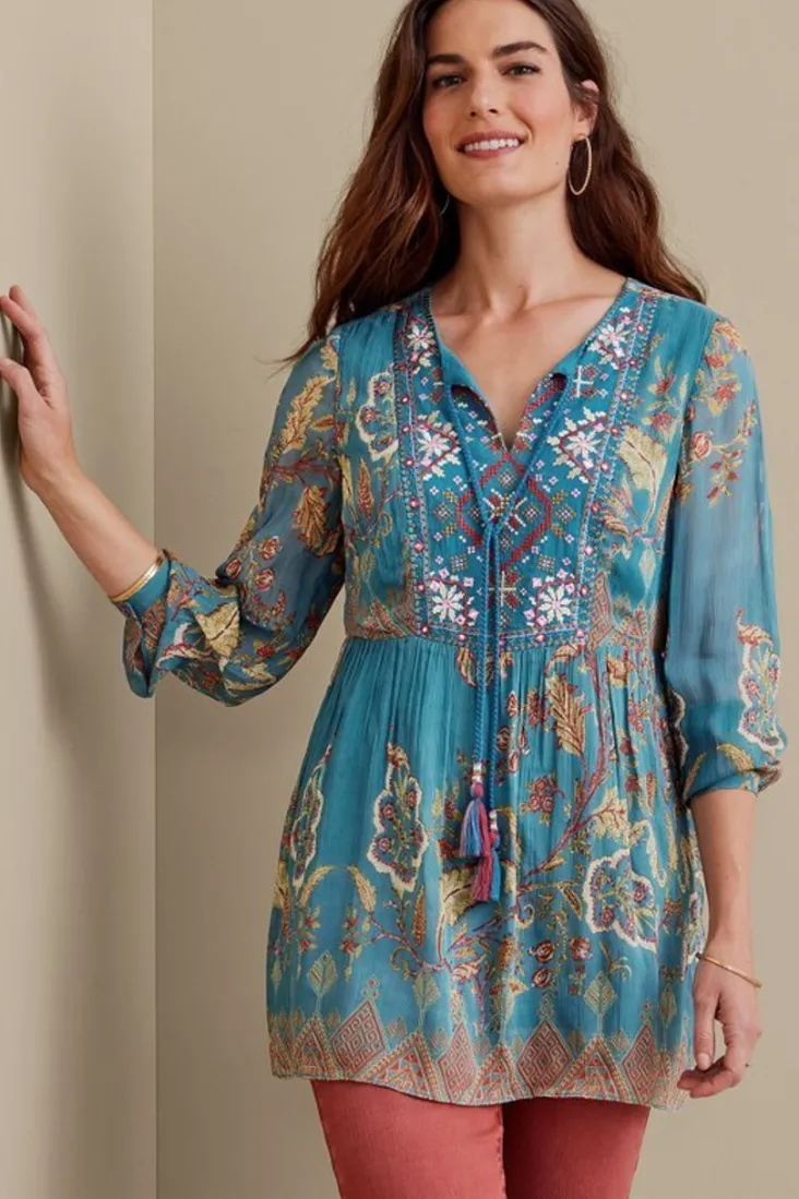 Outlet Soft Surroundings Mirapani Tunic AyalettaBlue