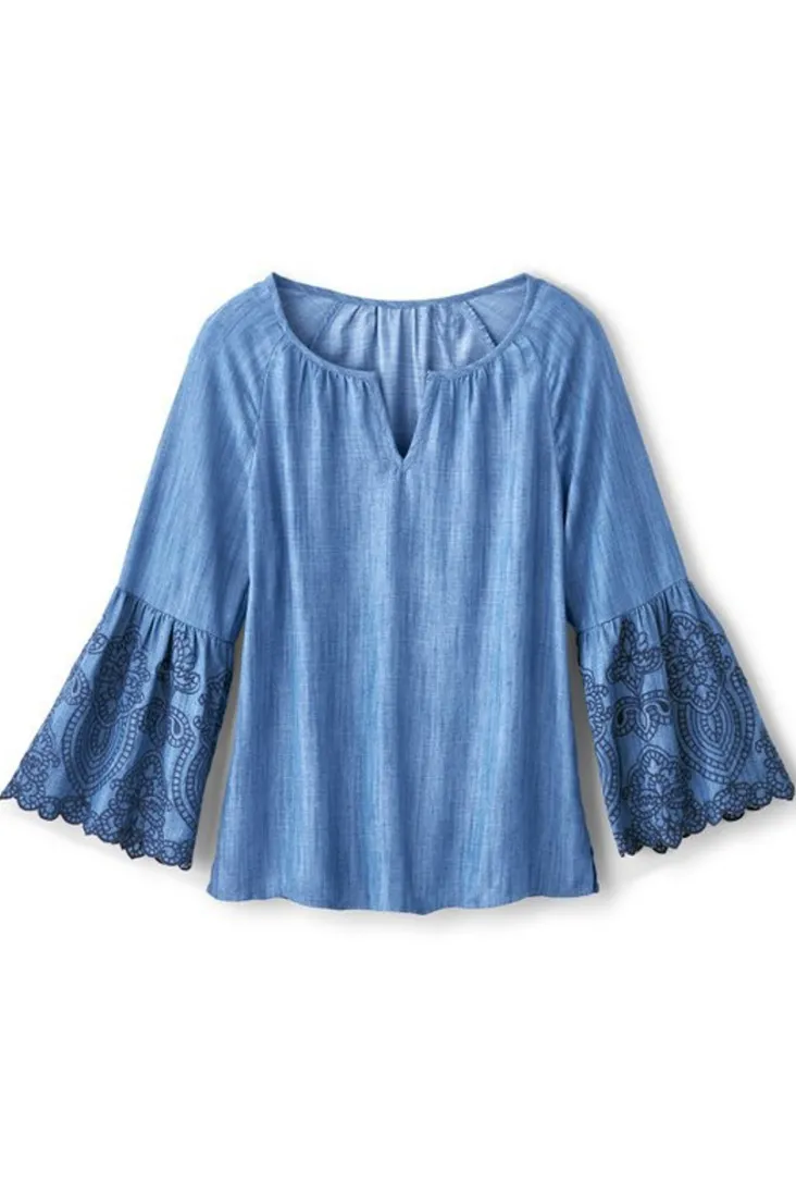 Clearance Soft Surroundings Misty Tencel™ Shirt MediumWash