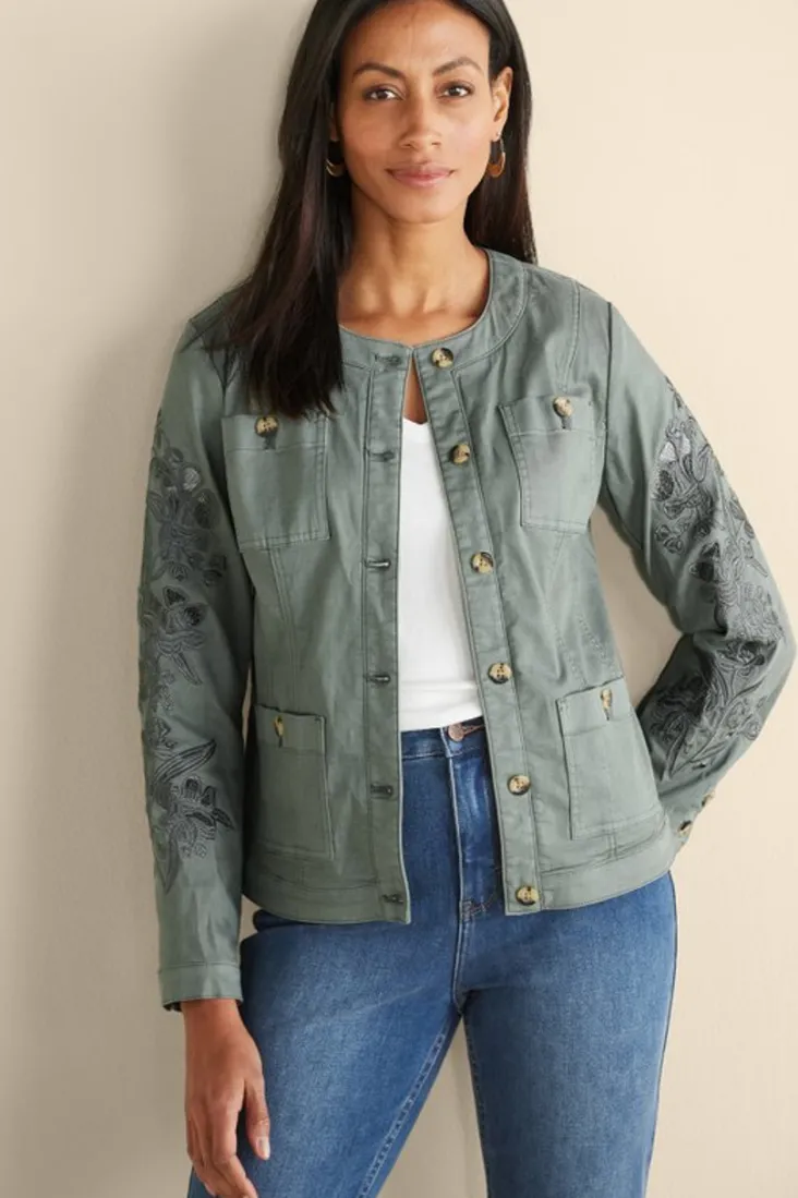 Cheap Soft Surroundings Monterey Utility Jacket AgaveGreen