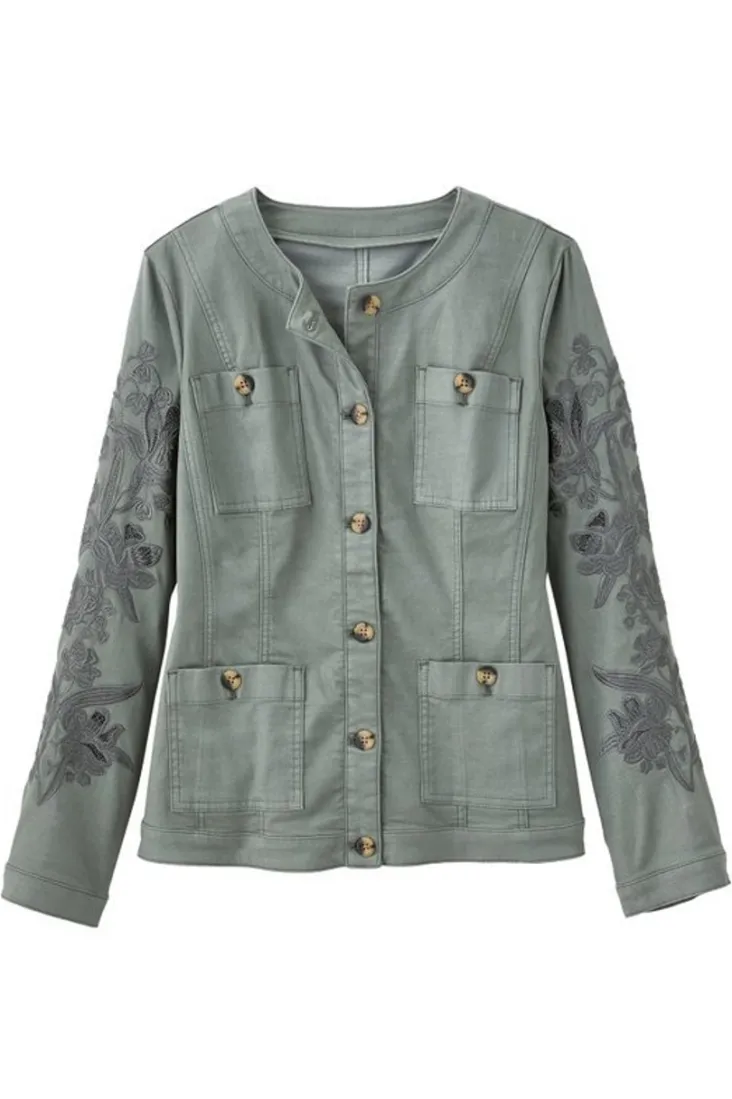Cheap Soft Surroundings Monterey Utility Jacket AgaveGreen