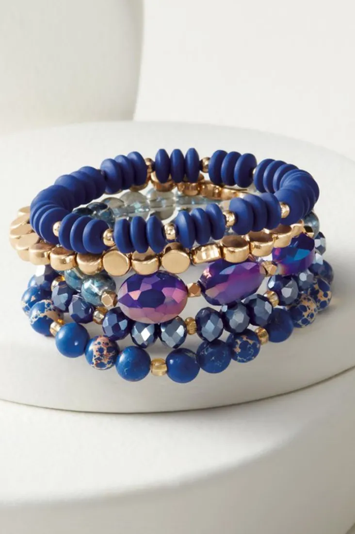 Best Sale Soft Surroundings Nara Stretch Bracelet Set BlueMulti
