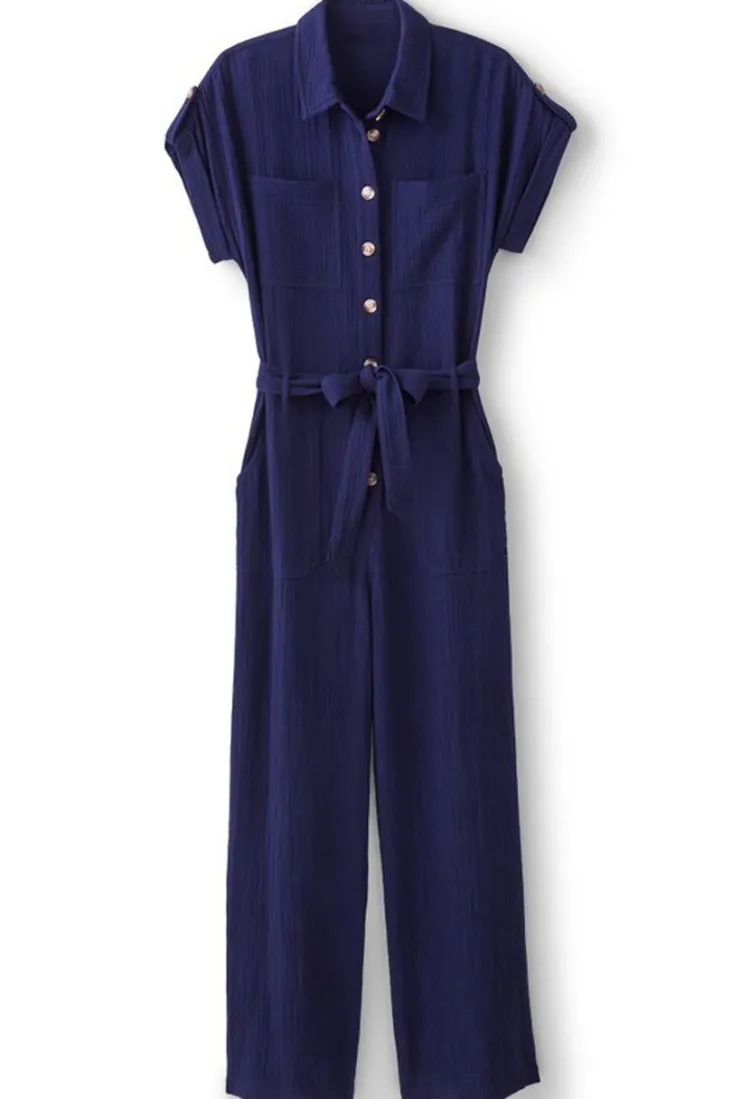 Best Soft Surroundings Natasha Gauze Jumpsuit Navy