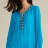 Cheap Soft Surroundings Nellie Gauze Tunic BlueDanube