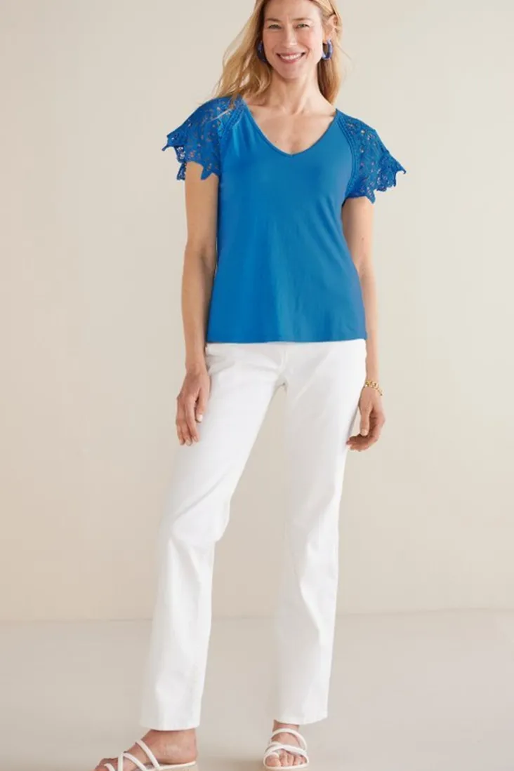 nikita_lace_sleeve_tee_2.webp Cheap Soft Surroundings Nikita Lace Sleeve Tee FrenchBlue