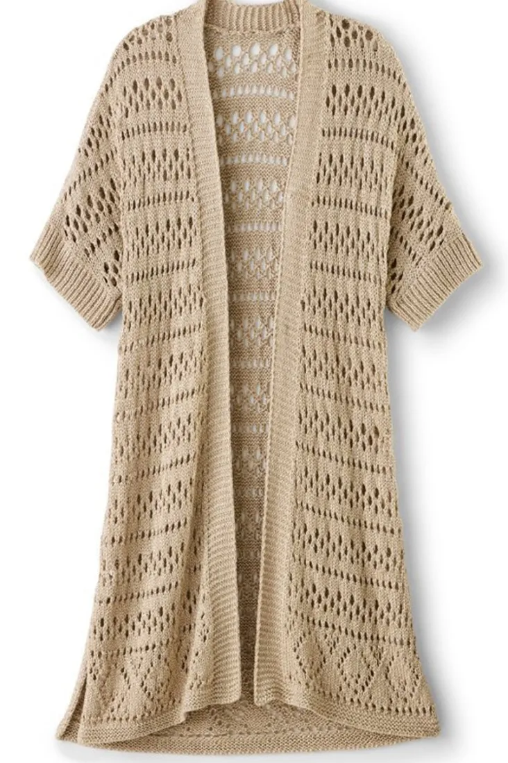 Discount Soft Surroundings Opaline Shimmer Cardigan Sesame