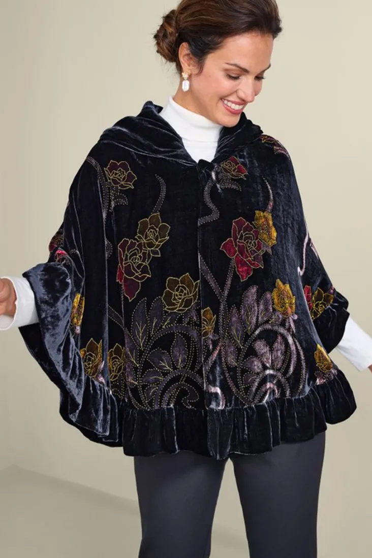 Flash Sale Soft Surroundings Palara Velvet Wrap BlackMulti