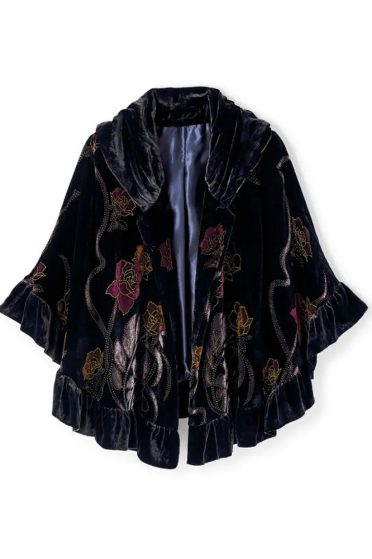 Flash Sale Soft Surroundings Palara Velvet Wrap BlackMulti