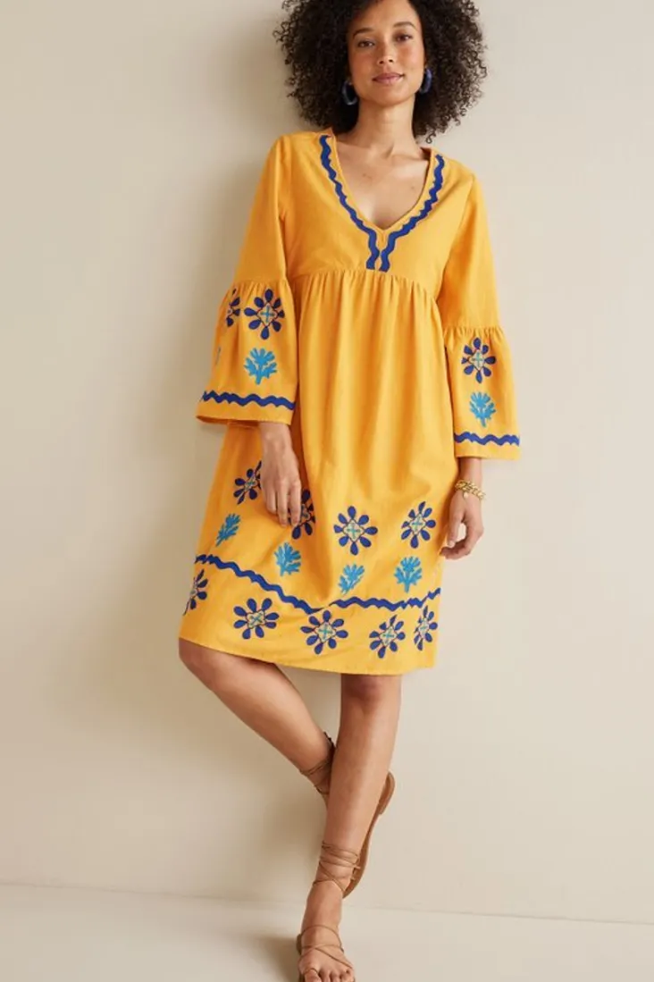 New Soft Surroundings Petra Short Dress GoldenGlow