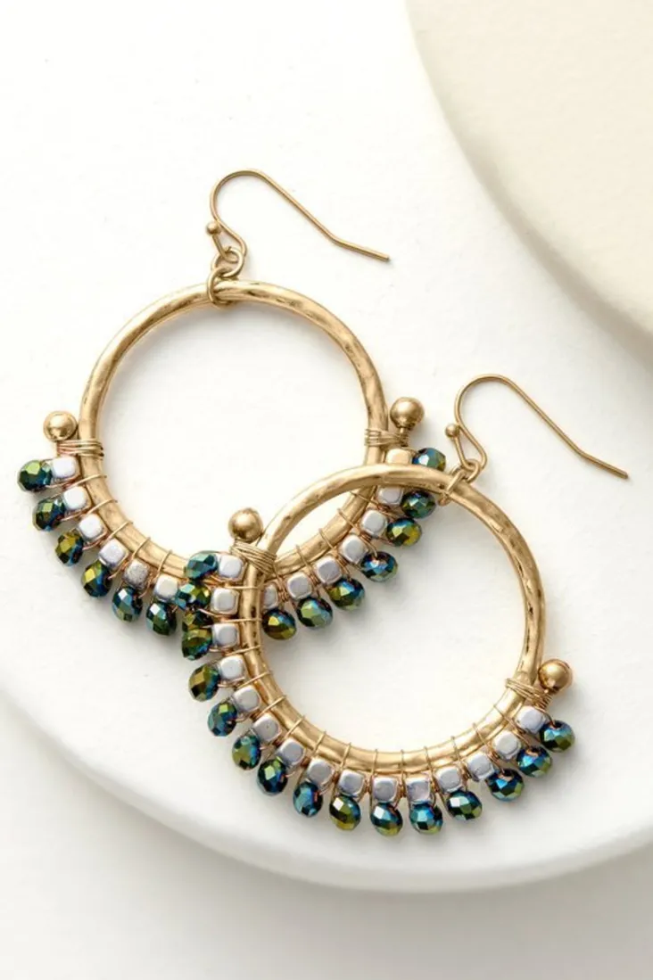 Clearance Soft Surroundings Phoebe Beads Hoop Earrings Gold