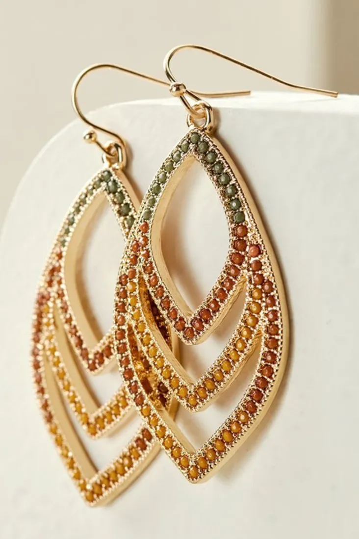 pluma_drop_earrings_1.webp Sale Soft Surroundings Pluma Drop Earrings Green/BrownMulti