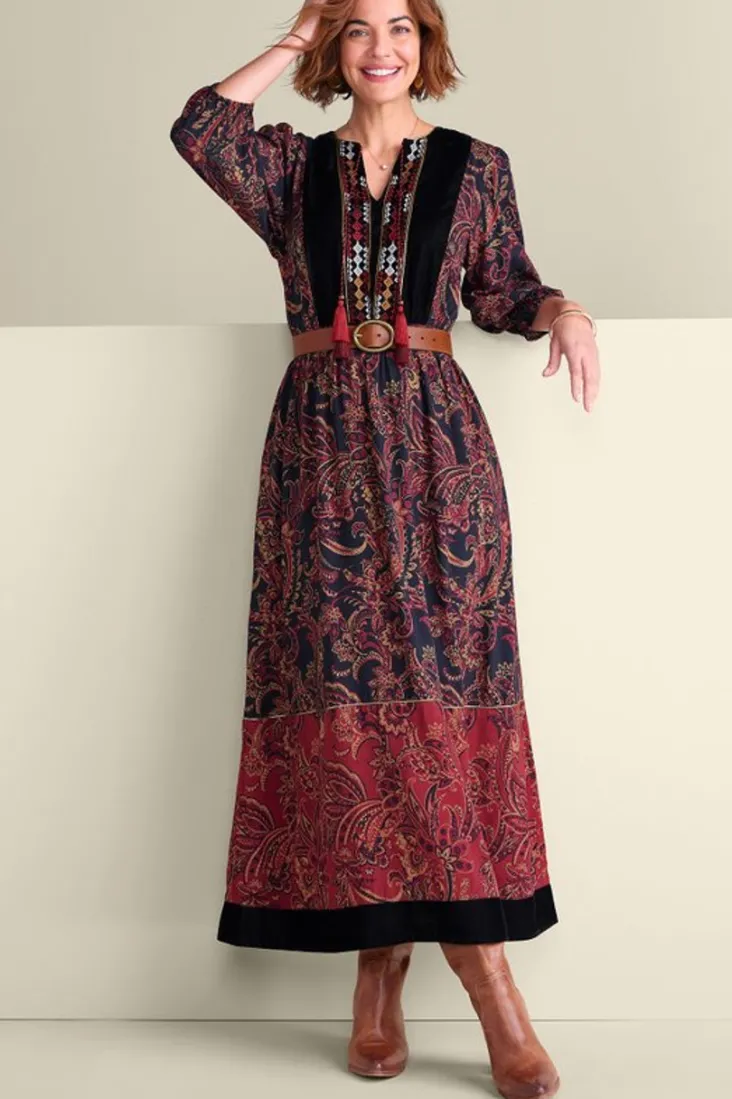 quinn_maxi_dress_5.webp Clearance Soft Surroundings Quinn Maxi Dress FlowingPaisleyBlack+Red