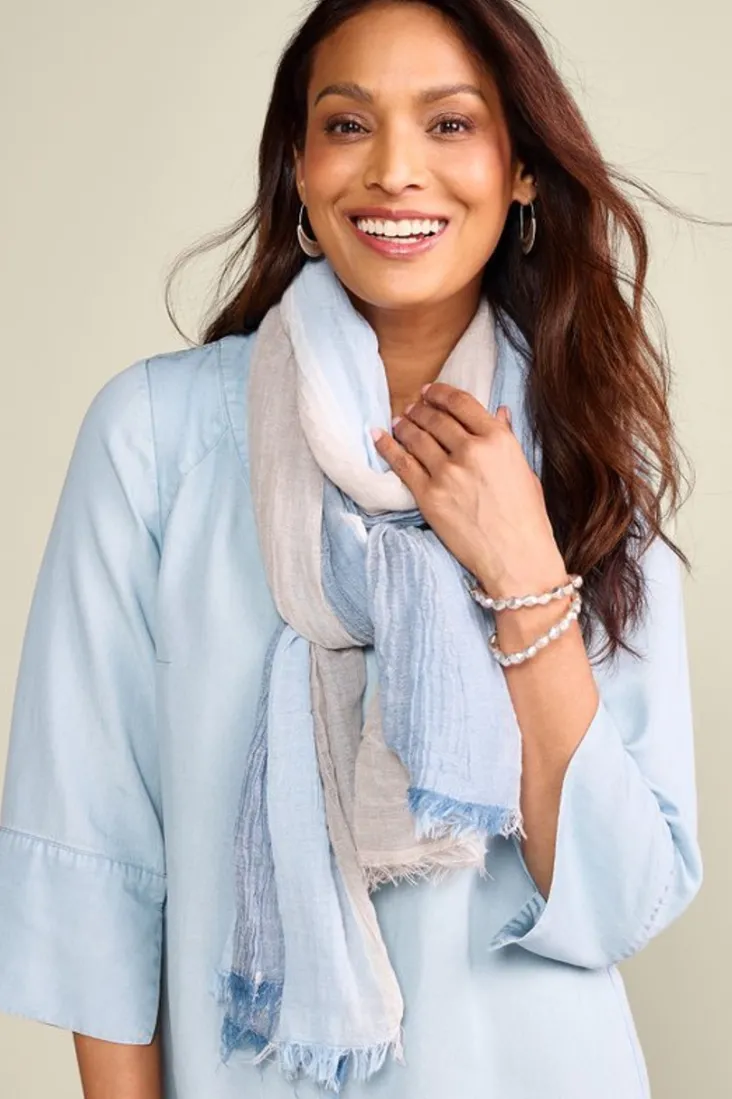 Shop Soft Surroundings Raia Stripe Scarf VintageBlueMulti