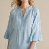 Discount Soft Surroundings Raisa Linen Blend Top BlueBell