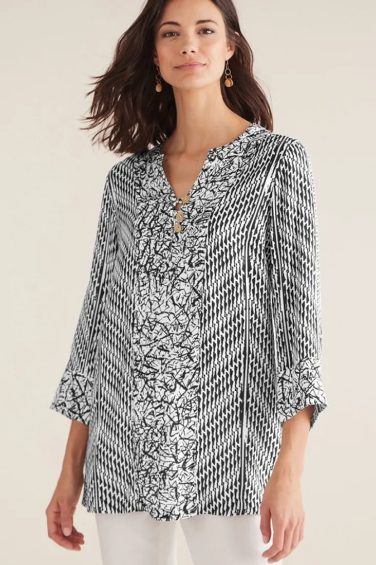 Best Soft Surroundings Ravello Top Black/WhiteAbstract