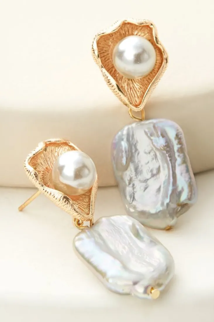 Hot Soft Surroundings Rita Pearl Drop Earrings Pearl/Gold