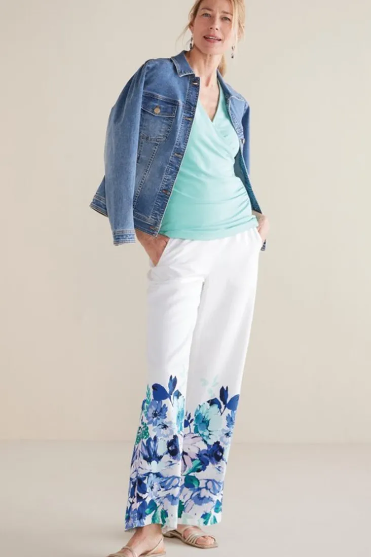 ronna_linen_blend_wide_leg_pants_0.webp Online Soft Surroundings Ronna Linen Blend Wide Leg Pants WatercolorFloral
