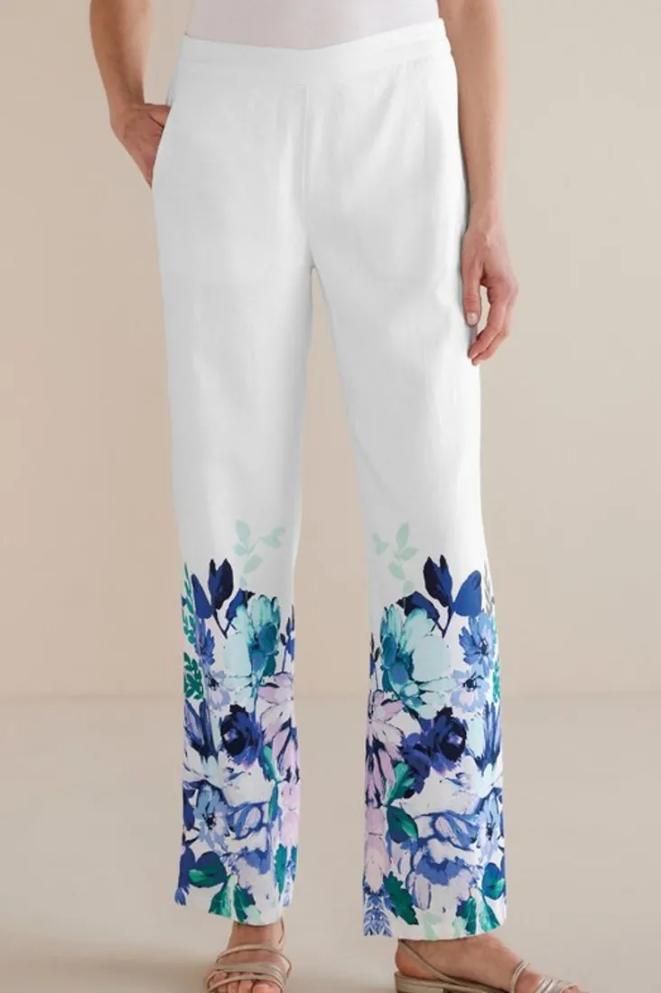 ronna_linen_blend_wide_leg_pants_3.webp Online Soft Surroundings Ronna Linen Blend Wide Leg Pants WatercolorFloral