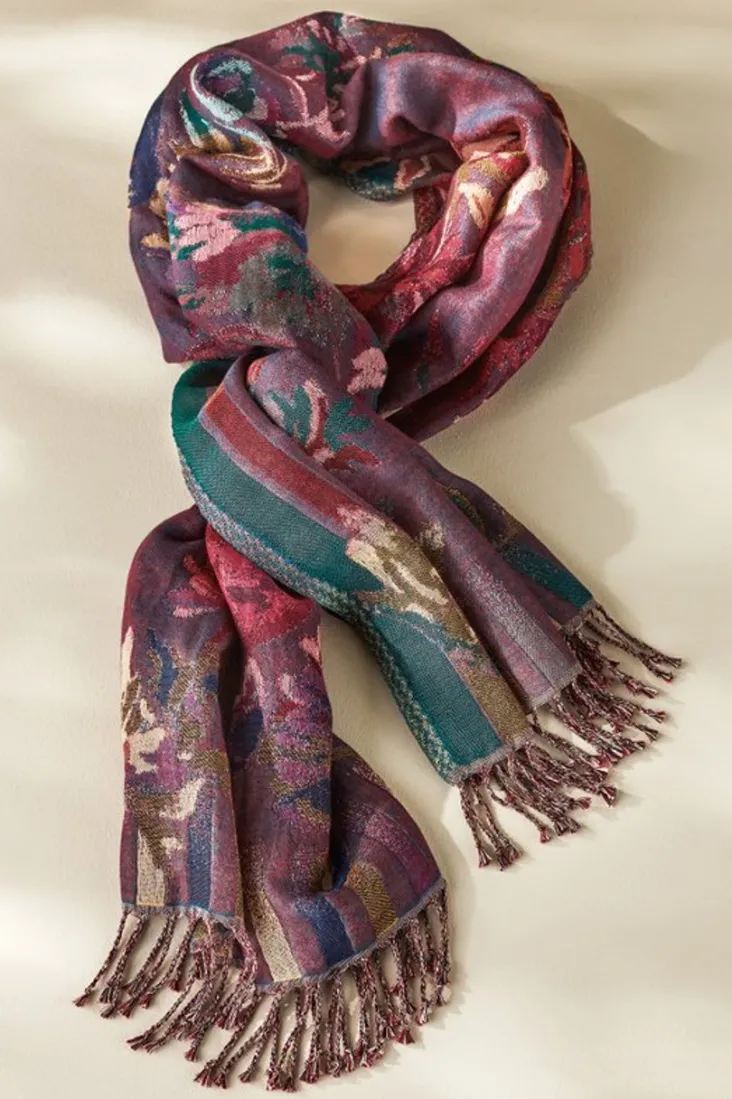Hot Soft Surroundings Rosy Reversible Scarf Multi