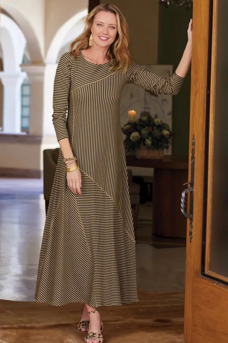 ryley_dress_4.webp Store Soft Surroundings Ryley Dress Brown/BlackStripe